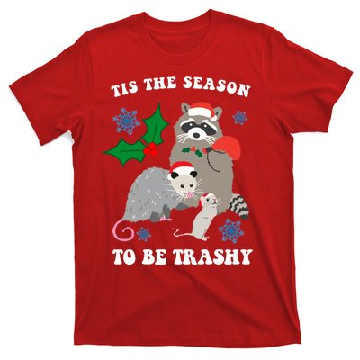 Tis The Season To Be Trashy Funny Raccoon Christmas T-Shirt