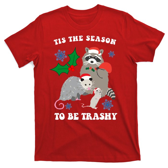 Tis The Season To Be Trashy Funny Raccoon Christmas T-Shirt