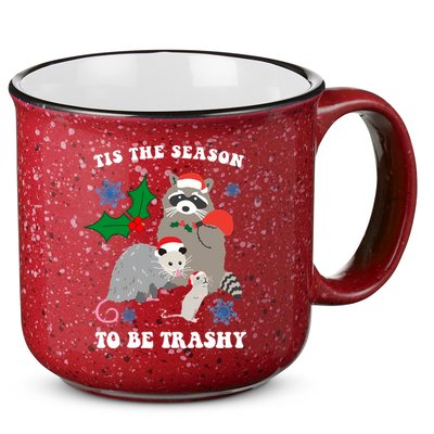 Tis The Season To Be Trashy Funny Raccoon Christmas 15oz Campfire Ceramic Mug