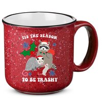Tis The Season To Be Trashy Funny Raccoon Christmas 15oz Campfire Ceramic Mug