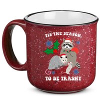 Tis The Season To Be Trashy Funny Raccoon Christmas 15oz Campfire Ceramic Mug