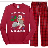 Tis The Season To Be Trashy Funny Raccoon Christmas Long Sleeve Pajama Set