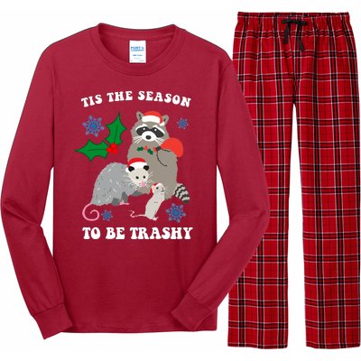 Tis The Season To Be Trashy Funny Raccoon Christmas Long Sleeve Pajama Set