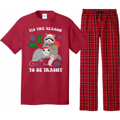 Tis The Season To Be Trashy Funny Raccoon Christmas Pajama Set