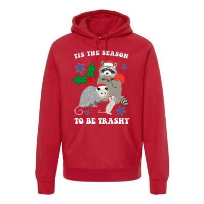 Tis The Season To Be Trashy Funny Raccoon Christmas Premium Hoodie