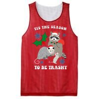 Tis The Season To Be Trashy Funny Raccoon Christmas Mesh Reversible Basketball Jersey Tank