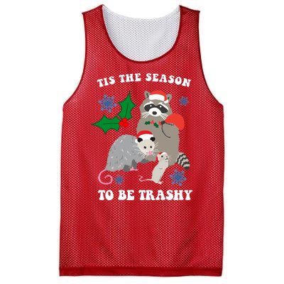 Tis The Season To Be Trashy Funny Raccoon Christmas Mesh Reversible Basketball Jersey Tank