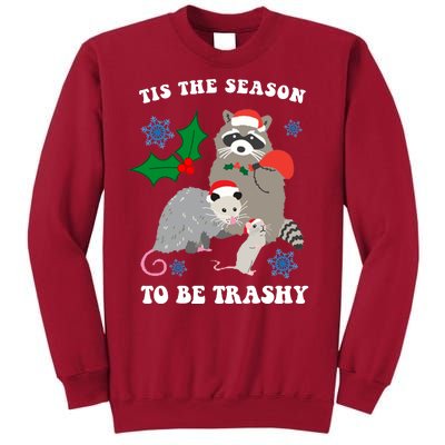 Tis The Season To Be Trashy Funny Raccoon Christmas Tall Sweatshirt