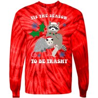 Tis The Season To Be Trashy Funny Raccoon Christmas Tie-Dye Long Sleeve Shirt