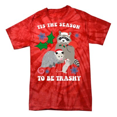 Tis The Season To Be Trashy Funny Raccoon Christmas Tie-Dye T-Shirt