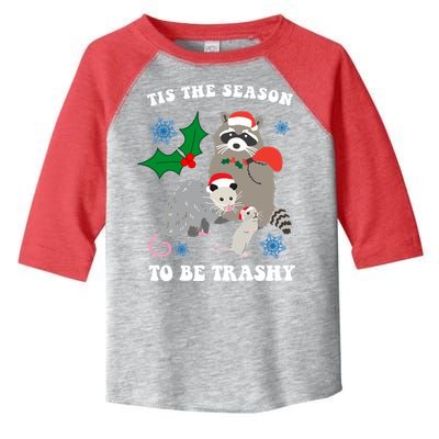 Tis The Season To Be Trashy Funny Raccoon Christmas Toddler Fine Jersey T-Shirt