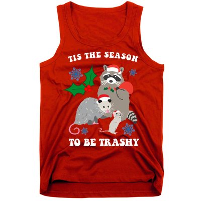 Tis The Season To Be Trashy Funny Raccoon Christmas Tank Top