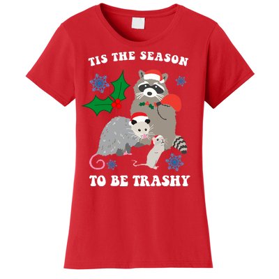 Tis The Season To Be Trashy Funny Raccoon Christmas Women's T-Shirt