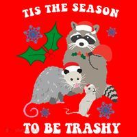Tis The Season To Be Trashy Funny Raccoon Christmas Zip Tote Bag