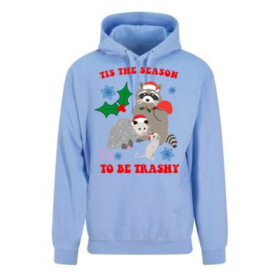 Tis The Season To Be Trashy Funny Raccoon Christmas Unisex Surf Hoodie