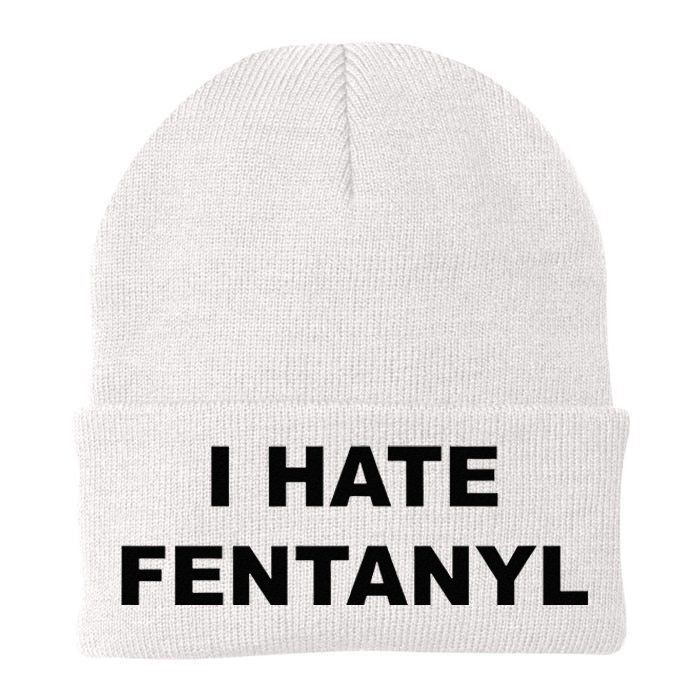 Top That Says I HATE FENTANYL Anti Drug Fentanyl Sucks Knit Cap Winter Beanie