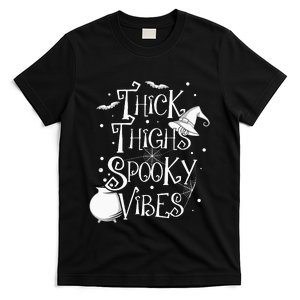 Thick Thighs Spooky Vibes Halloween Party Gym Workout Witch T-Shirt