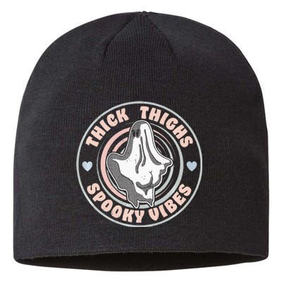 Thick Thighs Spooky Vibes Funny Halloween Ghost Pastel Goth Sustainable Beanie