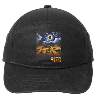 Texas Total Solar Eclipse Retro April 8 2024 Astronomy 7-Panel Snapback Hat