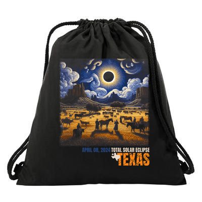 Texas Total Solar Eclipse Retro April 8 2024 Astronomy Drawstring Bag