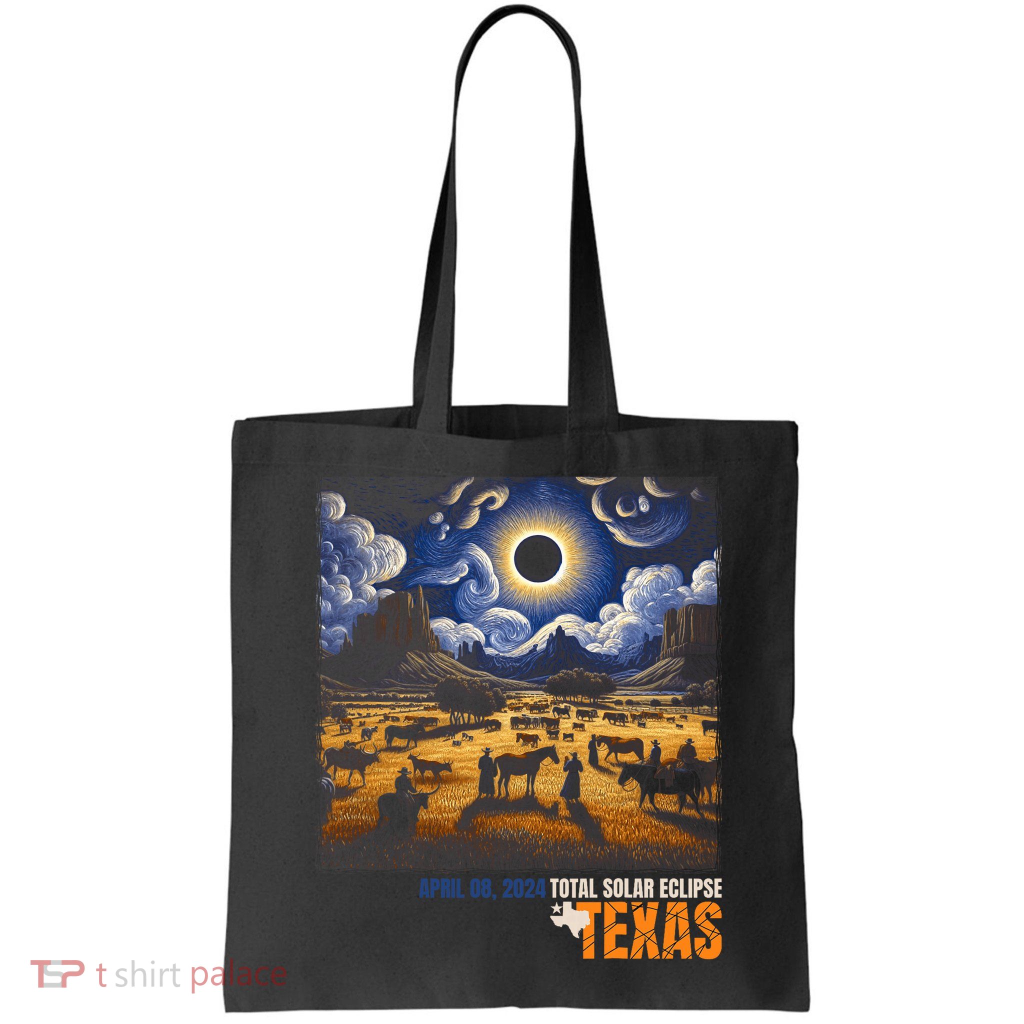Texas Total Solar Eclipse Retro April 8 2024 Astronomy Tote Bag