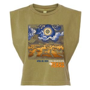 Texas Total Solar Eclipse Retro April 8 2024 Astronomy Garment-Dyed Women's Muscle Tee