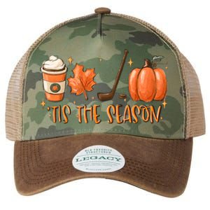 Tis The Season Hockey Latte Leaves Hello Pumpkin Halloween Cool Gift Legacy Tie Dye Trucker Hat