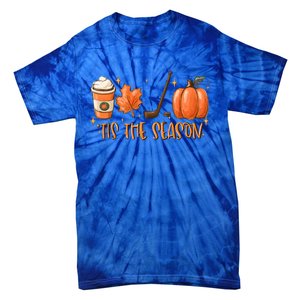 Tis The Season Hockey Latte Leaves Hello Pumpkin Halloween Cool Gift Tie-Dye T-Shirt