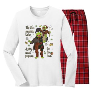 Tis The Season Tobe Jolly And Joyous The Muppet Christmas Carol Women's Long Sleeve Flannel Pajama Set 