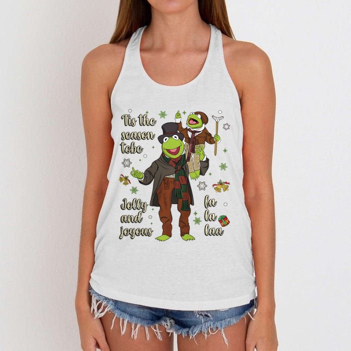 Tis The Season Tobe Jolly And Joyous The Muppet Christmas Carol Women's Knotted Racerback Tank