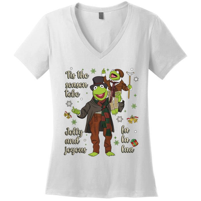 Tis The Season Tobe Jolly And Joyous The Muppet Christmas Carol Women's V-Neck T-Shirt