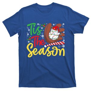 Tis The Season Baseball Christmas Santa Hat Snowflakes Xmas Cool Gift T-Shirt