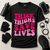 Thick Thighs Save Lives Funny Apparel Groovy Thicc Cooling Performance Crew T-Shirt