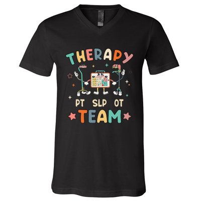 Therapy Team Slp Ot Pt Rehab Therapist Speech Language V-Neck T-Shirt