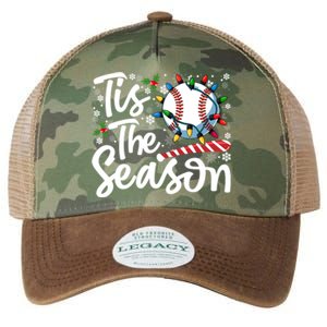 Tis The Season Baseball Christmas Snowflakes Lights Xmas Gift Legacy Tie Dye Trucker Hat