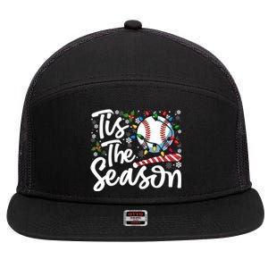 Tis The Season Baseball Christmas Snowflakes Lights Xmas Gift 7 Panel Mesh Trucker Snapback Hat