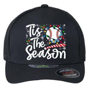 Tis The Season Baseball Christmas Snowflakes Lights Xmas Gift Flexfit Unipanel Trucker Cap