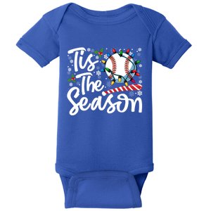 Tis The Season Baseball Christmas Snowflakes Lights Xmas Gift Baby Bodysuit