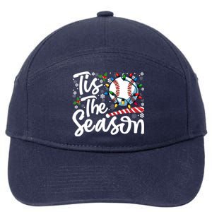 Tis The Season Baseball Christmas Snowflakes Lights Xmas Gift 7-Panel Snapback Hat