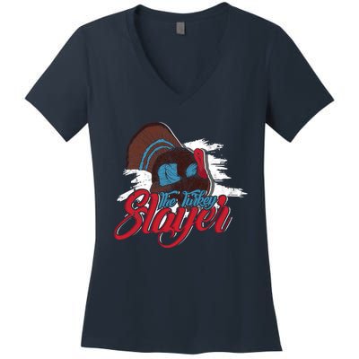 The Turkey Slayer American Hunting Women's V-Neck T-Shirt