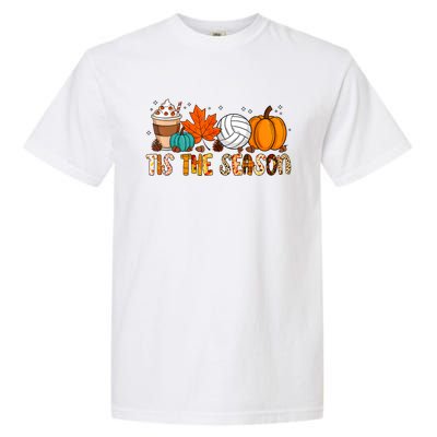 Tis The Season Volleyball Pumpkin Leaf Latte Fall Autumn Boy Garment-Dyed Heavyweight T-Shirt