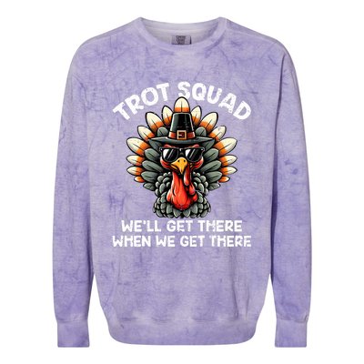 Turkey Trot Squad Funny Thanksgiving Running Costume Colorblast Crewneck Sweatshirt