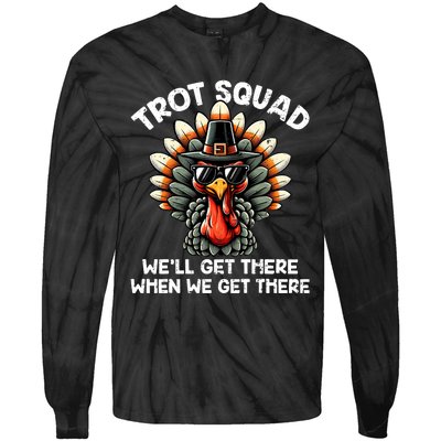 Turkey Trot Squad Funny Thanksgiving Running Costume Tie-Dye Long Sleeve Shirt