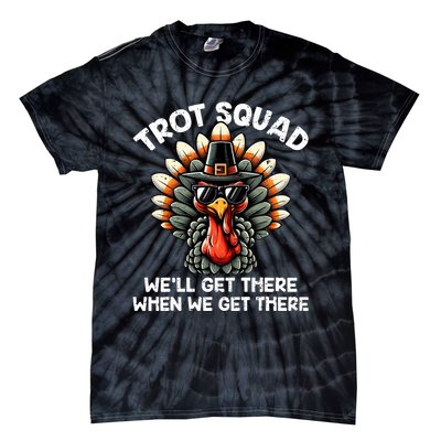 Turkey Trot Squad Funny Thanksgiving Running Costume Tie-Dye T-Shirt