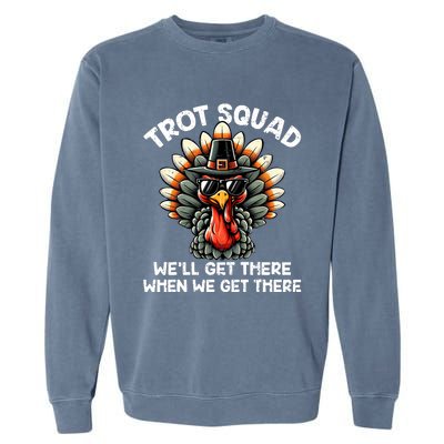 Turkey Trot Squad Funny Thanksgiving Running Costume Garment-Dyed Sweatshirt