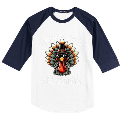 Turkey Trot Squad Funny Thanksgiving Running Costume Baseball Sleeve Shirt