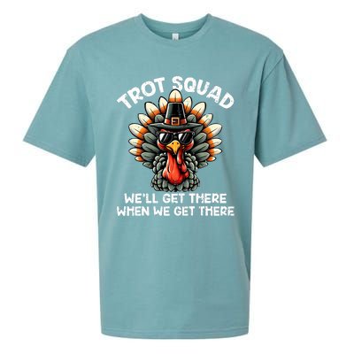 Turkey Trot Squad Funny Thanksgiving Running Costume Sueded Cloud Jersey T-Shirt