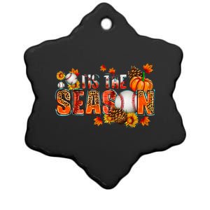 Tis The Season Baseball Fall Season Thanksgiving Pumpkin Ceramic Star Ornament