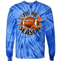 Tis The Season Pumpkin Leaf Fall Thanksgiving Football Tie-Dye Long Sleeve Shirt