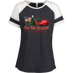 Tis The Season Trump Maga 2024 Make Christmas Great Again Enza Ladies Jersey Colorblock Tee